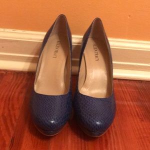 Ellen Tracy Blue Snake Heels